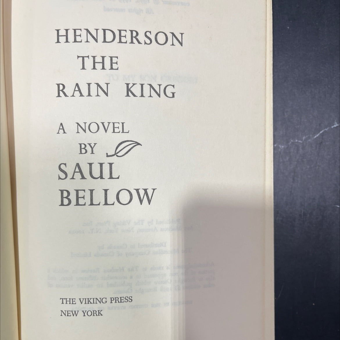 henderson the rain king book, by saul bellow, 1959 Hardcover image 2