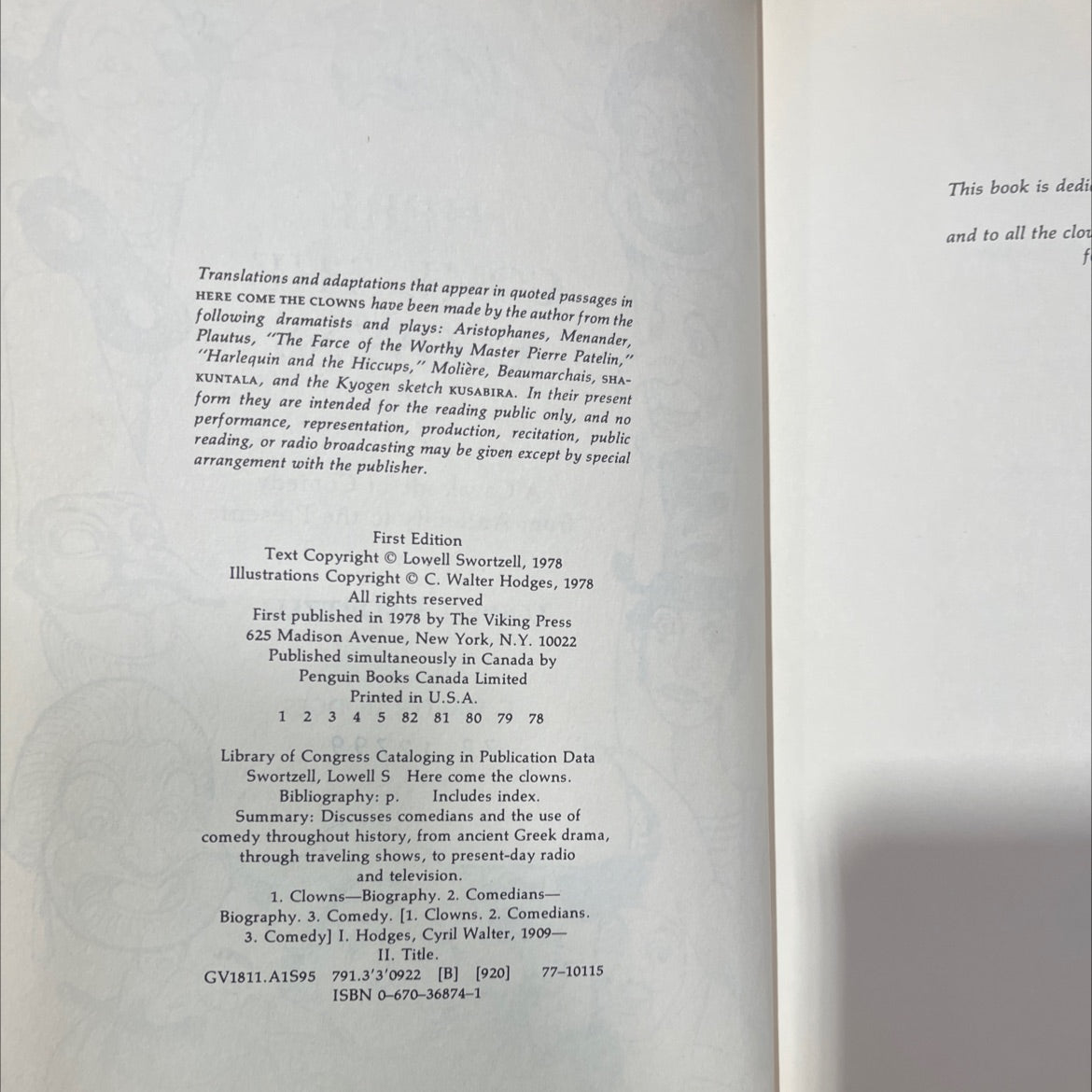 here come the clowns book, by lowell swortzell, 1978 Hardcover, First Edition image 3