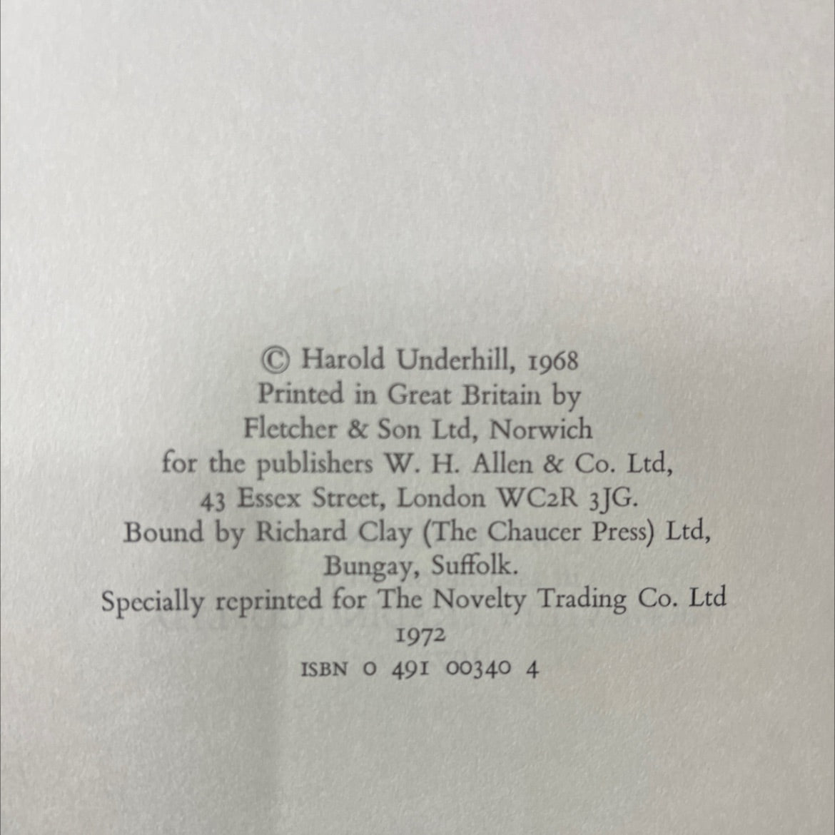 herede for a various man book, by harold underhill, 1972 Hardcover image 3