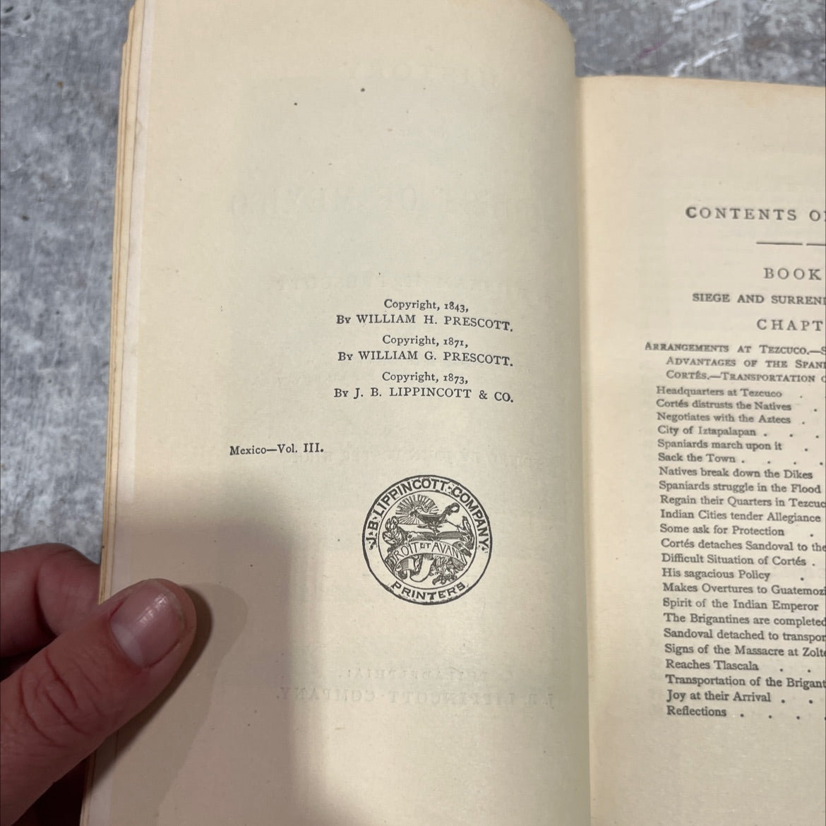 hernan cortes. history of the conquest of mexico book, by william h. prescott, 1873 Hardcover image 3