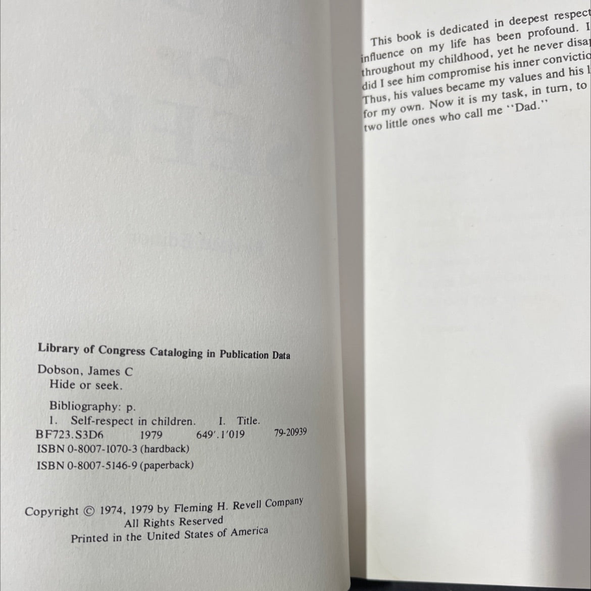 hide or seek book, by James Dobson, 1979 Hardcover image 3
