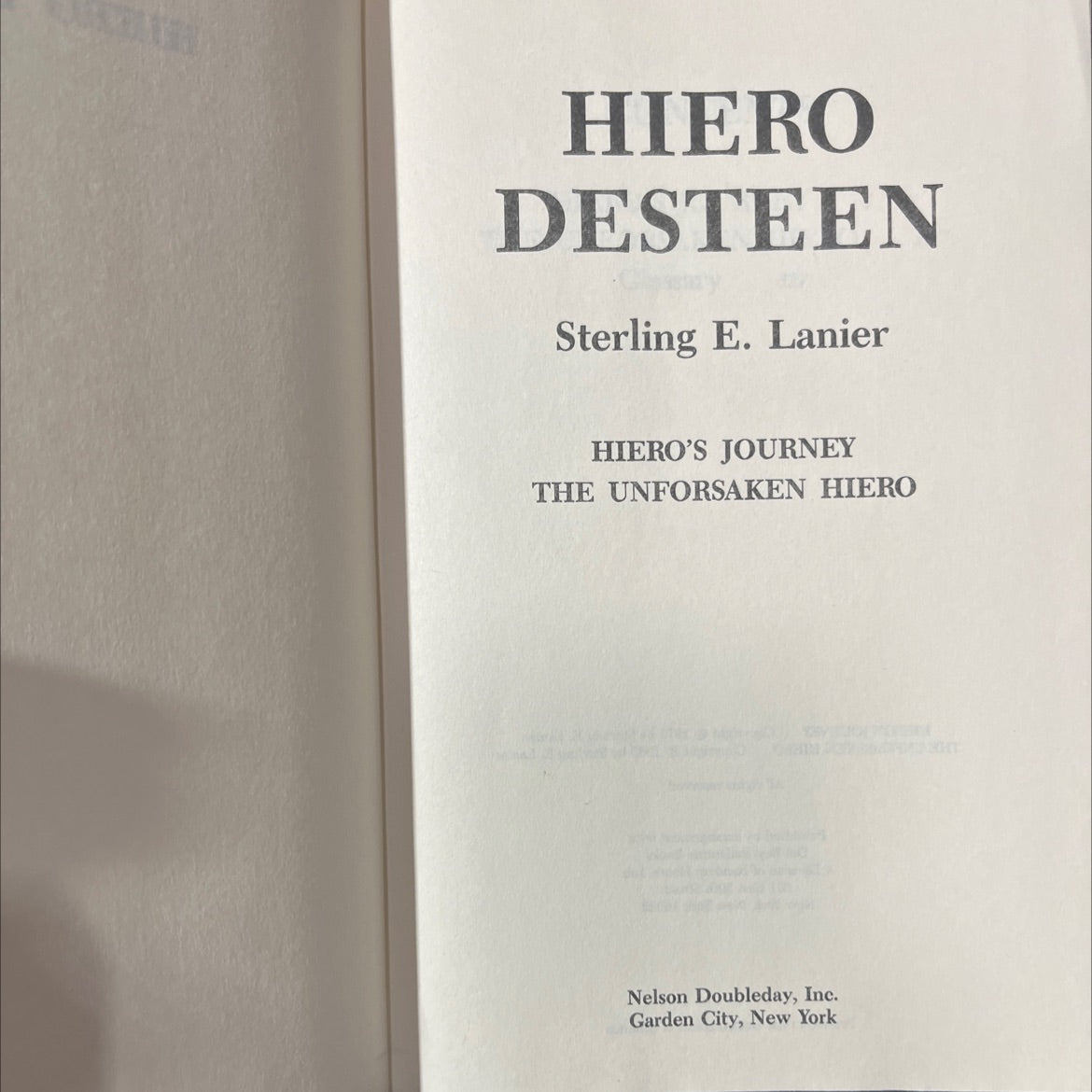 hiero's journey the unforgiven hiero book, by Sterling E. Lanier, 1983 Hardcover image 2