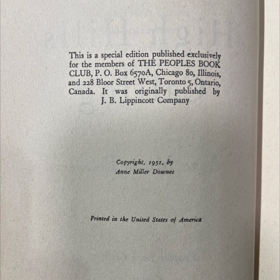 high hills calling book, by anne miller downes, 1951 Hardcover image 3