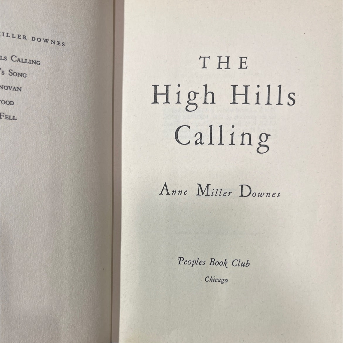 high hills calling book, by anne miller downes, 1951 Hardcover image 2