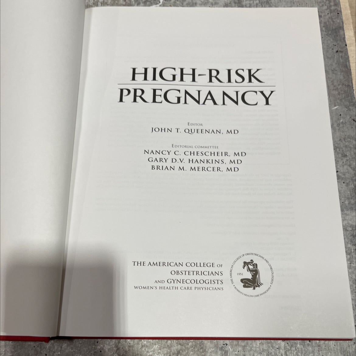 high-risk pregnancy book, by john t. queenan, md, 2007 Hardcover image 2