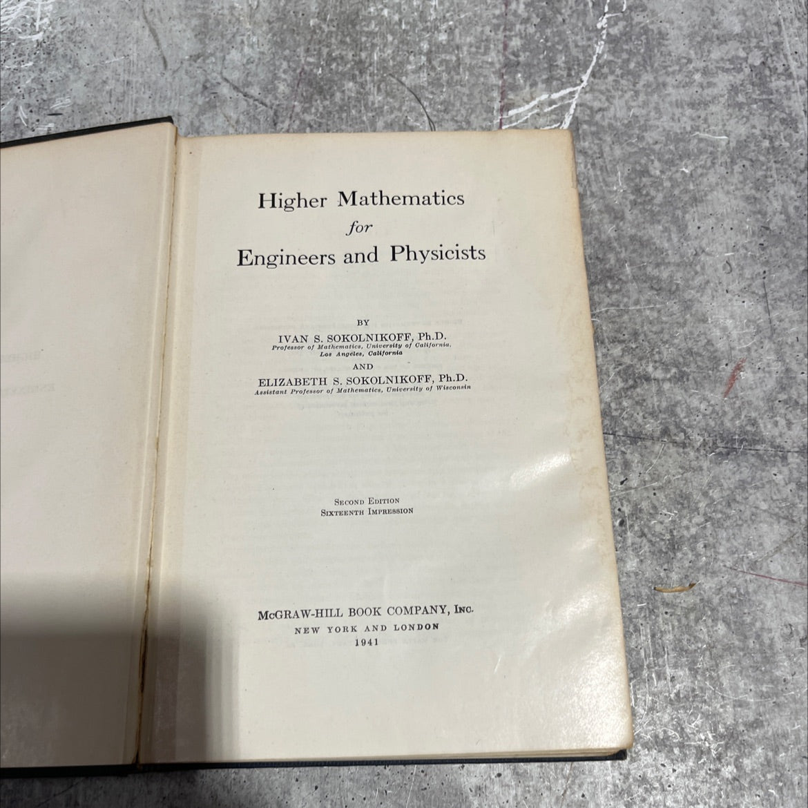 higher mathematics for engineers and physicists book, by ivan s. sokolnikoff, elizabeth s. sokolnikoff, 1941 Hardcover image 2