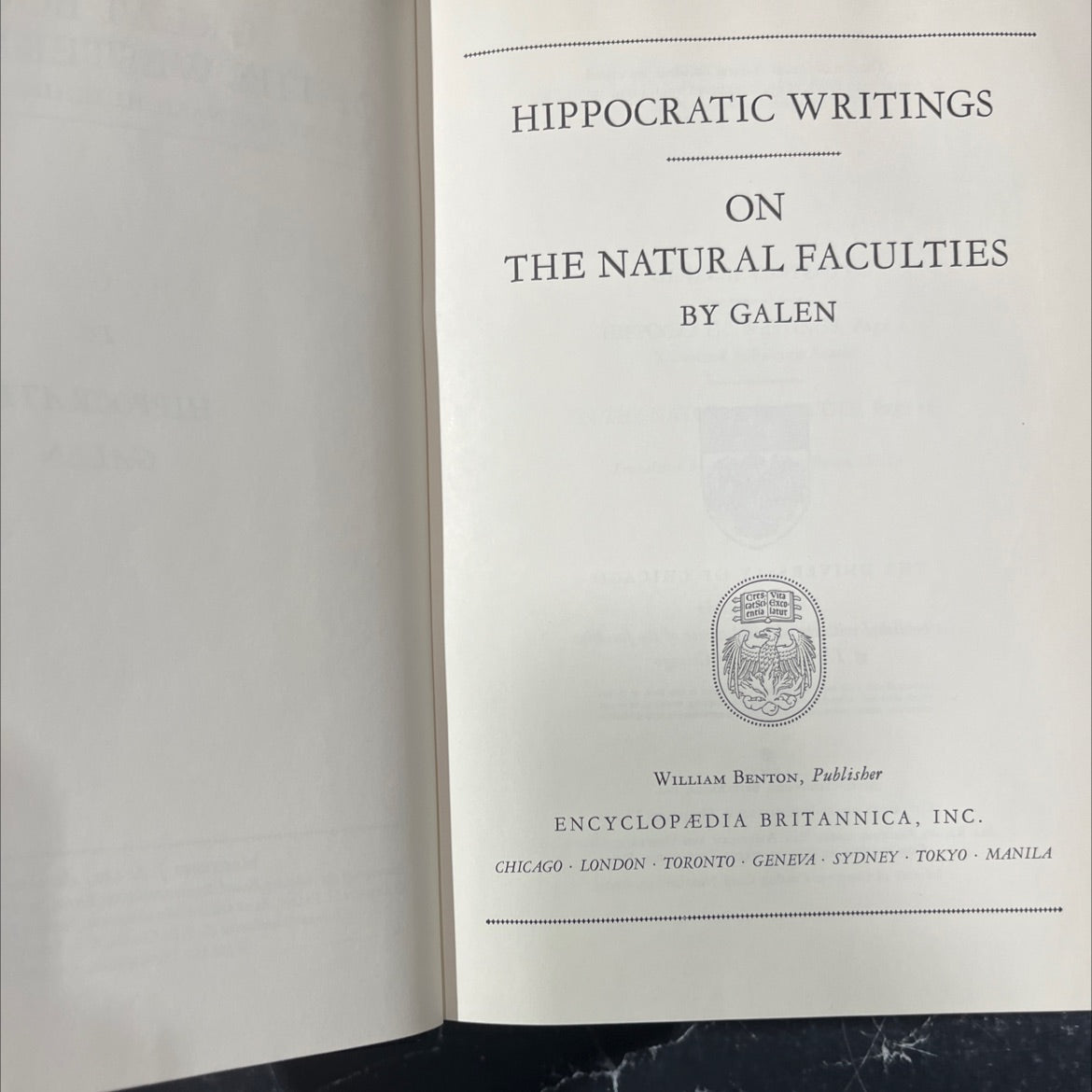 hippocratic writings on the natural faculties book, by galen, 1952 Hardcover image 2