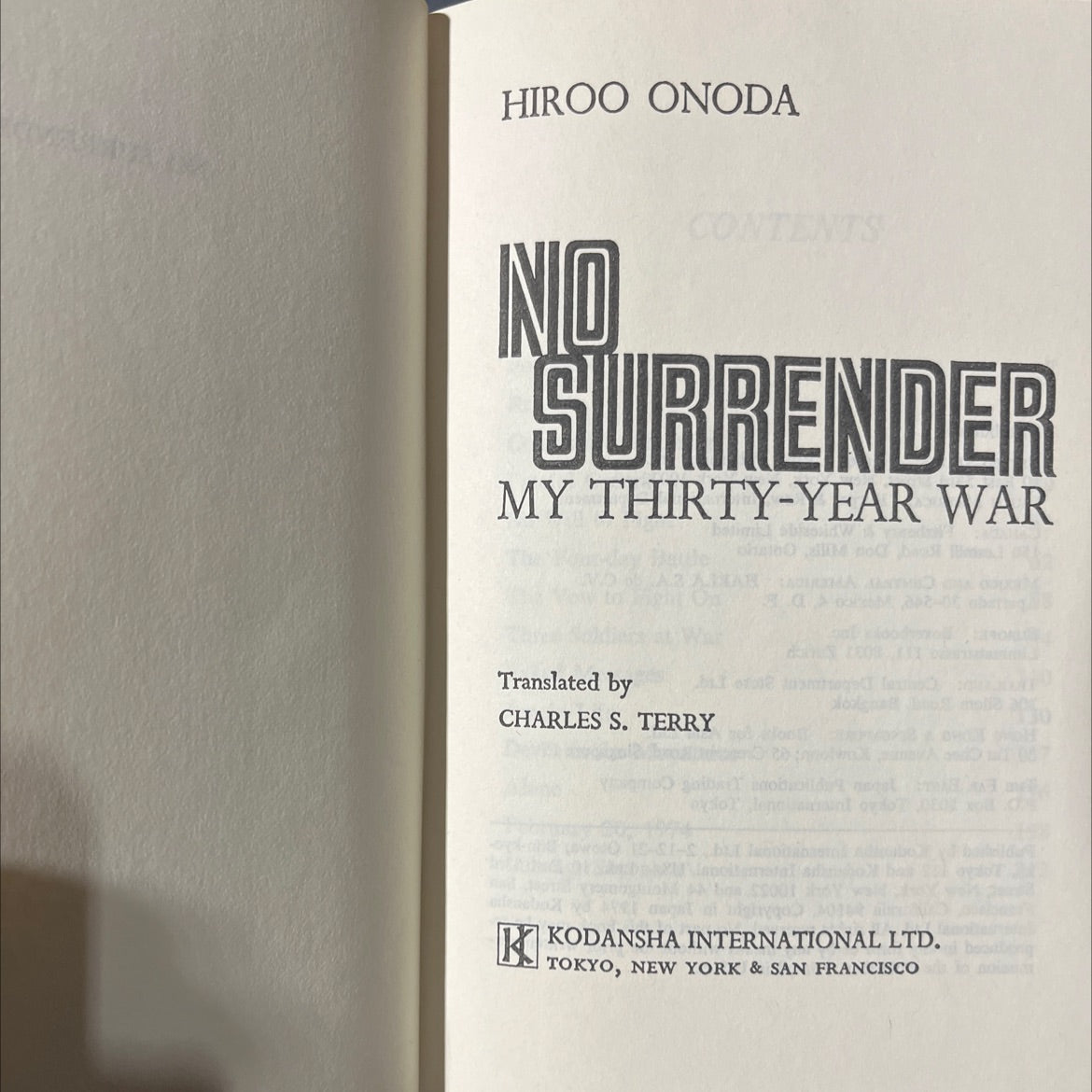 hiroo onoda no contents surrender my thirty-year war book, by hiroo onoda, 1974 Hardcover image 2