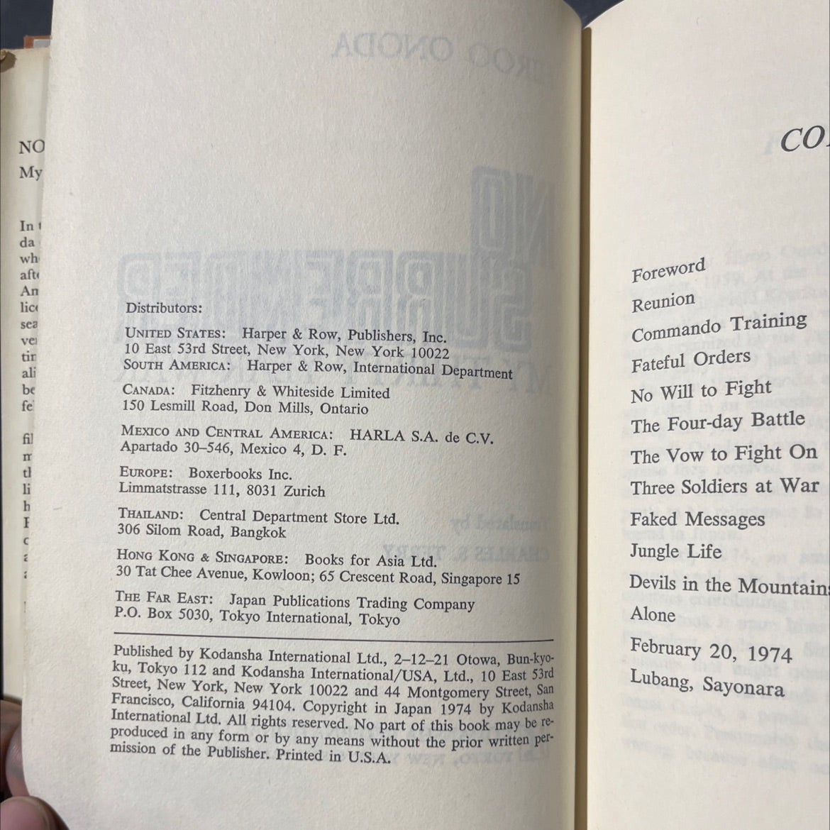 hiroo onoda no contents surrender my thirty-year war book, by hiroo onoda, 1974 Hardcover image 3