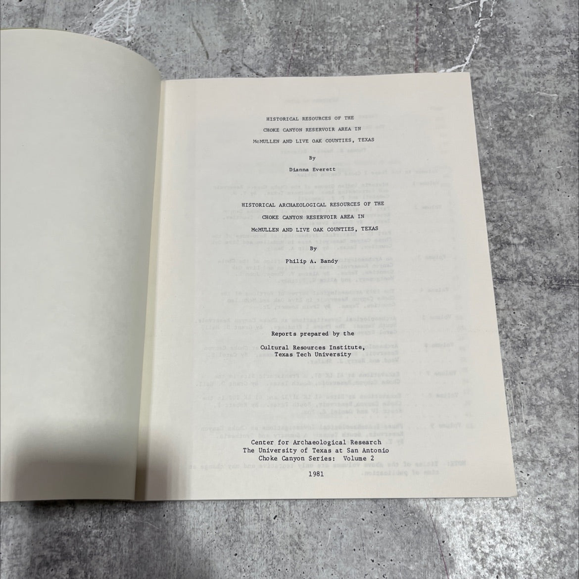 historical resources of the choke canyon reservoir area in mcmullen and live oak counties, texas book, by dianna image 2
