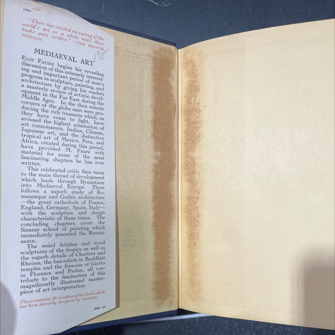 history of art medieval art book, by elie faure, 1937 Hardcover image 4