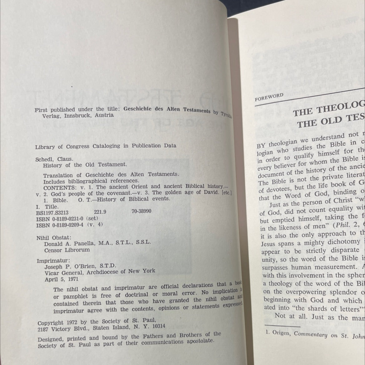 history of the old testament book, by claus schedl, 1972 Hardcover image 3