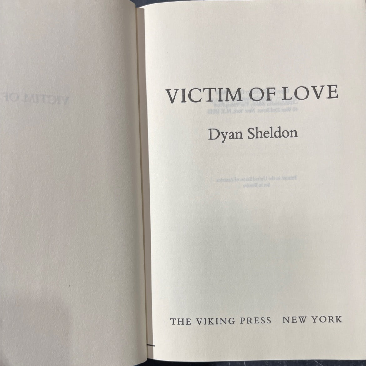 ho mitdiy victim of love book, by Dyan Sheldon, 1982 Hardcover image 2