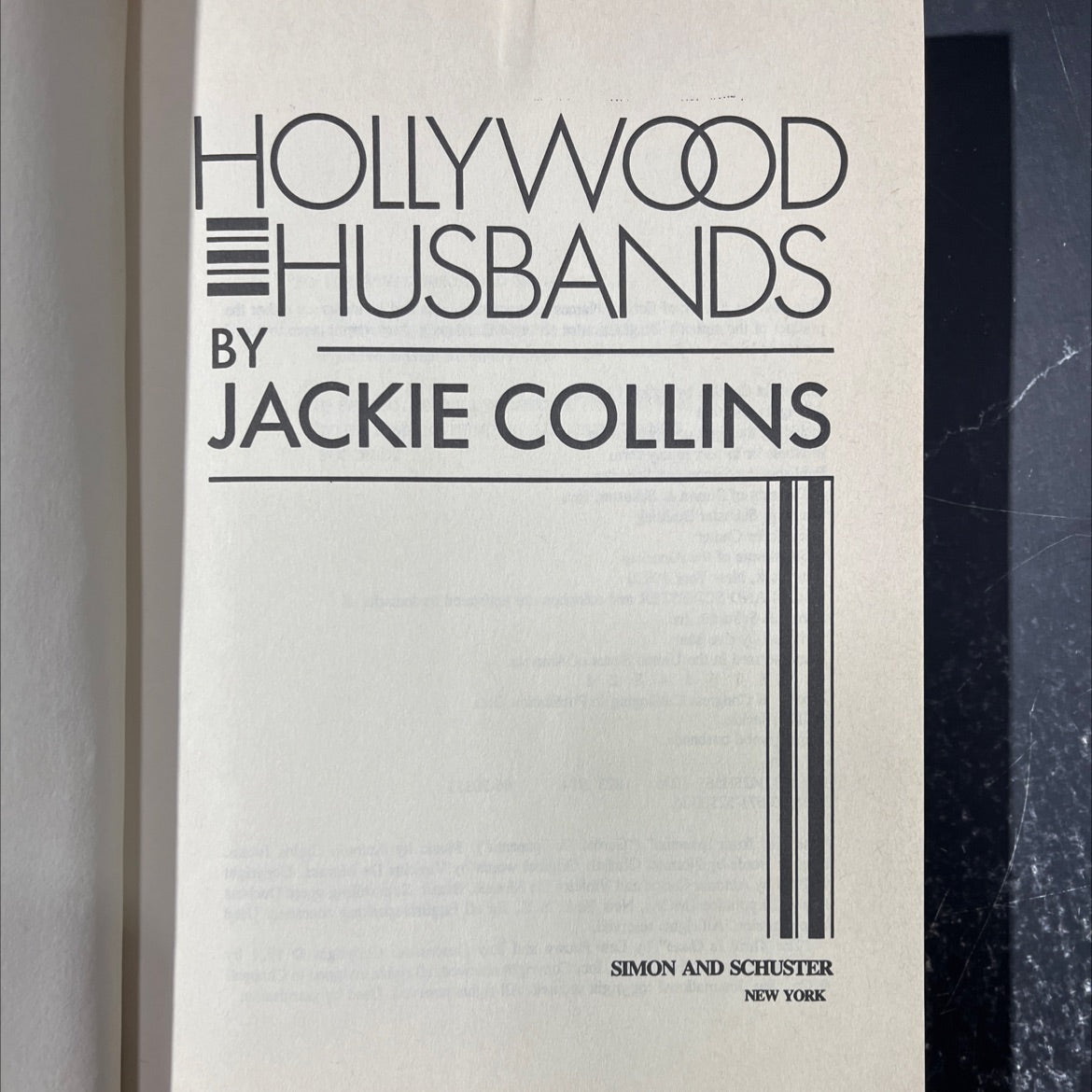 hollywood husbands book, by jackie collins, 1986 Hardcover image 2