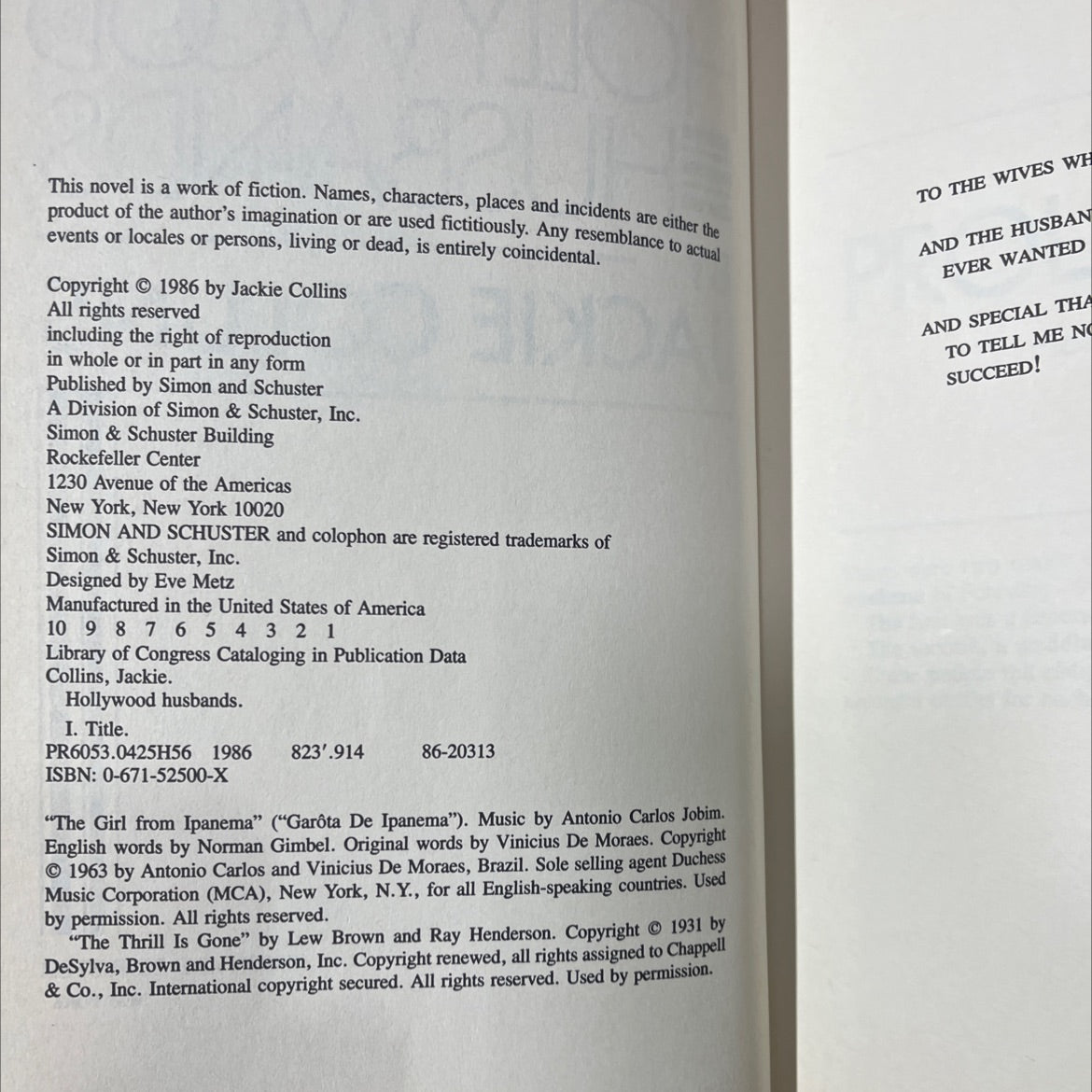 hollywood husbands book, by jackie collins, 1986 Hardcover image 3