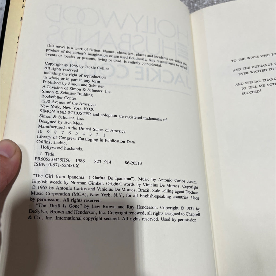 hollywood husbands book, by jackie collins, 1986 Hardcover image 3