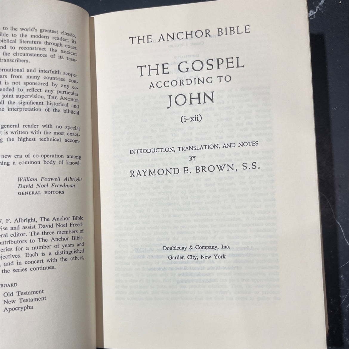 holy bible: the gospel according to john book, by raymond e. brown, s.s., 1966 Hardcover image 2