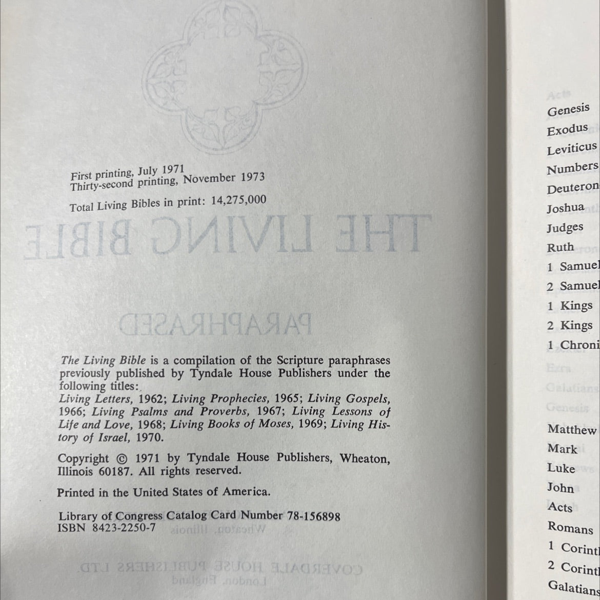 holy bible: the living bible book, by not stated, 1971 Hardcover image 3