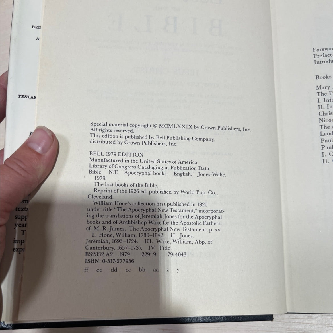 holy bible: the lost books of the bible book, by William Hone, Jeremiah Jones, Archbishop Wake, 1979 Hardcover image 3