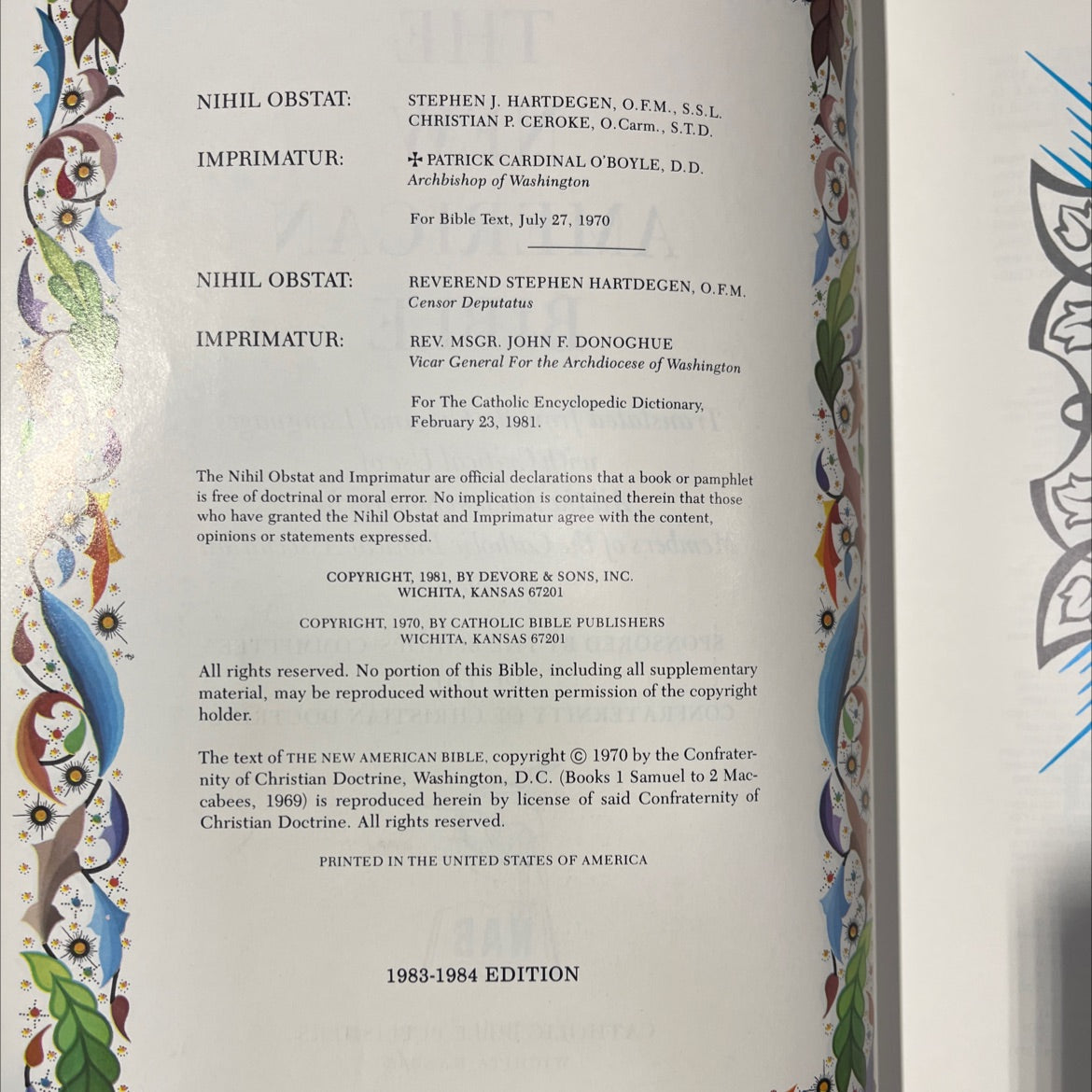 holy bible: the new american bible book, by members of the catholic biblical association of america, 1981 Hardcover image 3