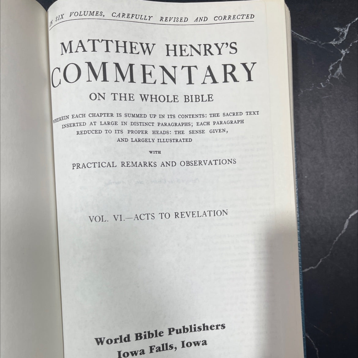 holy bible commentary on the whole bible vol. vi acts to revelation book, by matthew henry, 1970 Hardcover image 2