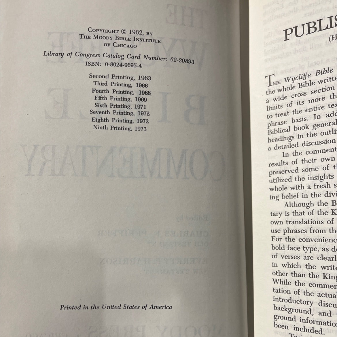 holy bible commentary book, by charles f. pfeiffer, everett f. harrison, 1972 Hardcover image 3