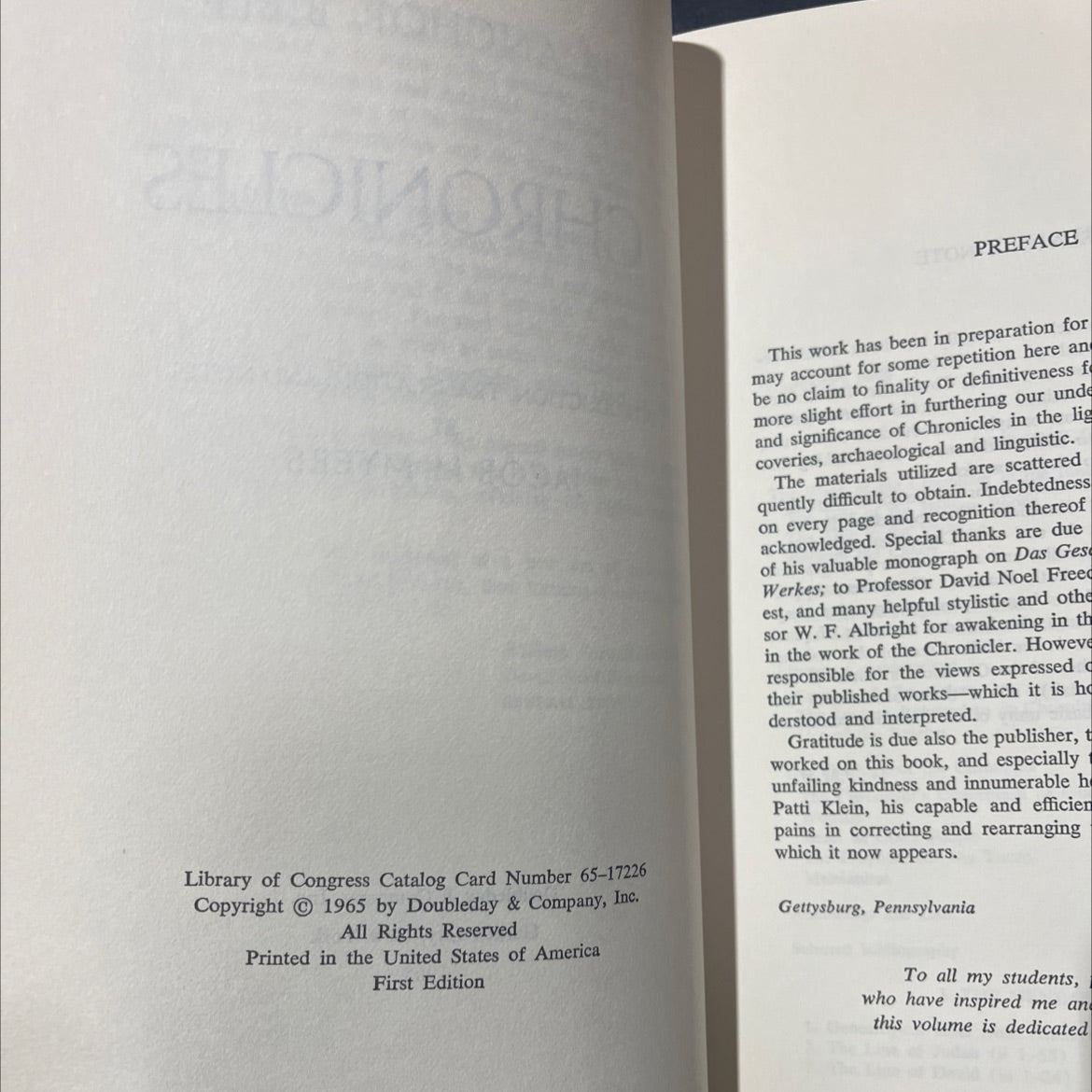 holy bible i chronicles book, by jacob m. myers, 1965 Hardcover image 3
