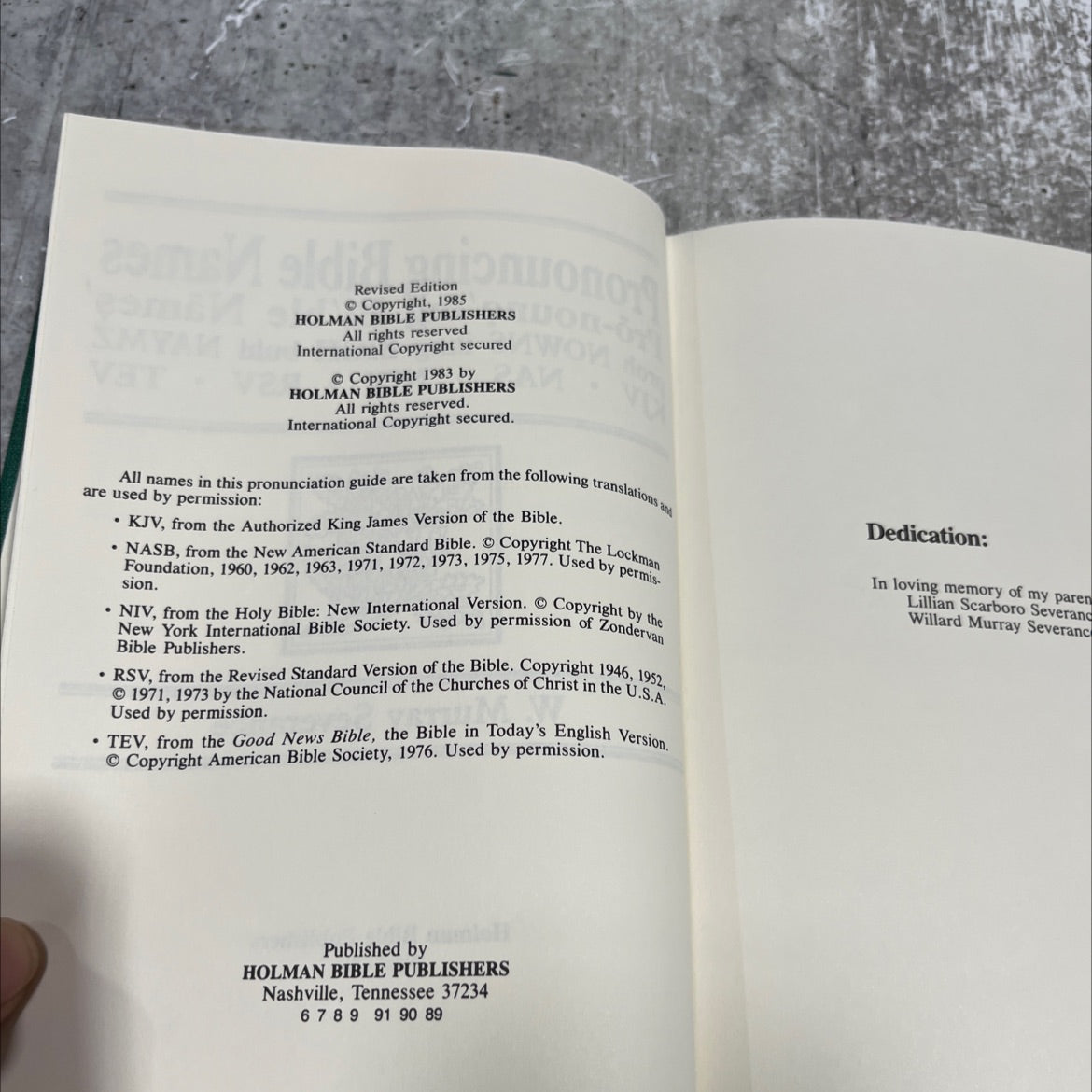holy bible pronouncing bible names book, by W. Murray Severance, 1985 Hardcover image 3
