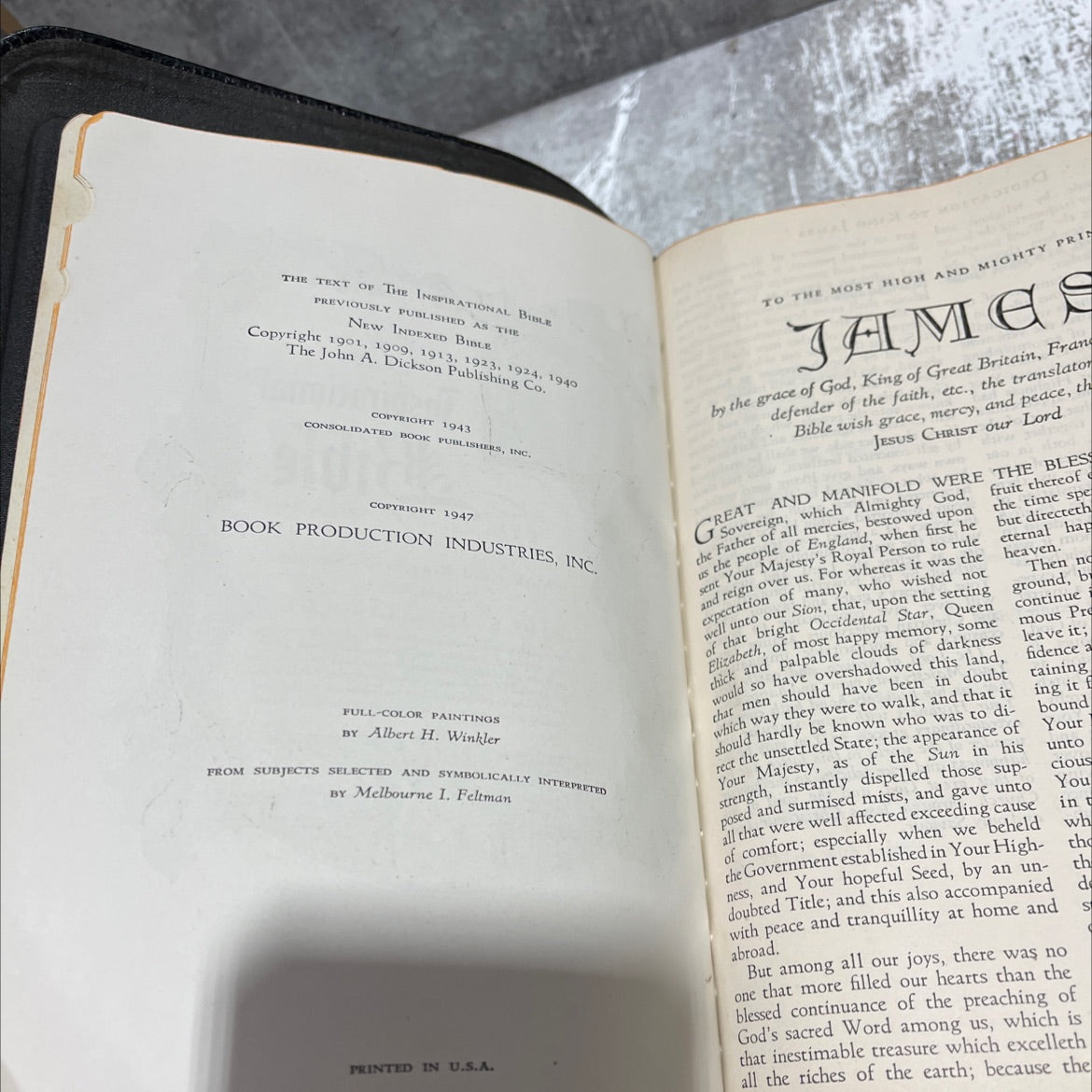 holy bible the inspirational bible (de luxe edition) authorized king james version book, by unknown, 1947 Leather image 3