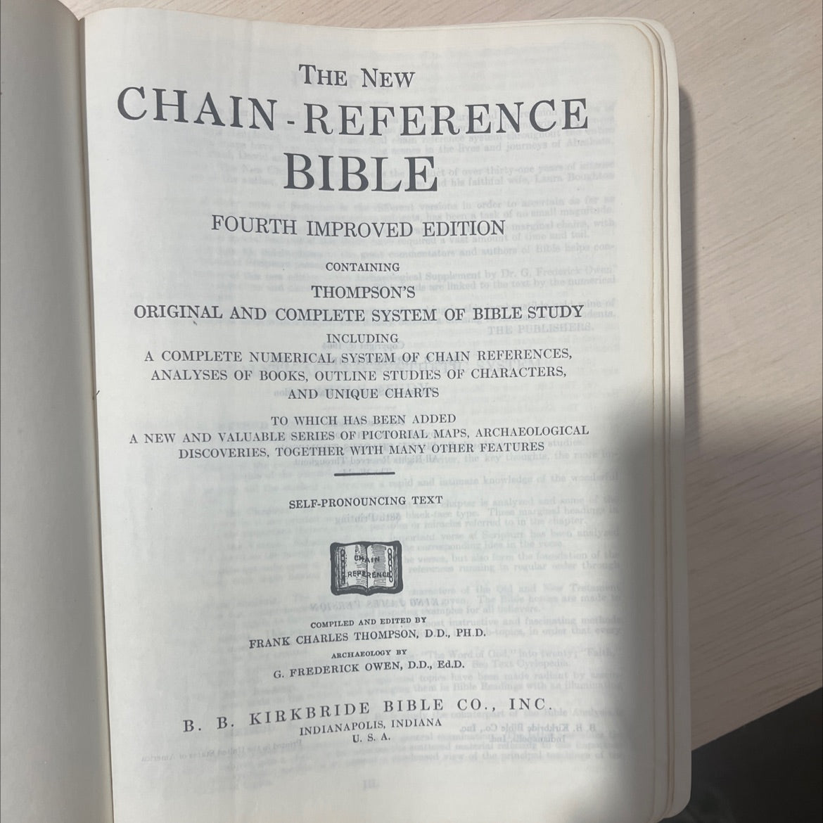 holy bible the new chain reference bible book, by frank charles thompson, d.d., ph.d., 1964 Leather, Vintage, Red image 2