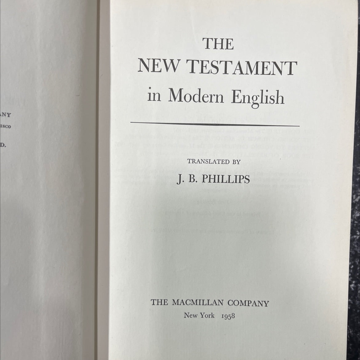 holy bible the new testament in modern english book, by j. b. phillips, 1958 Hardcover image 2