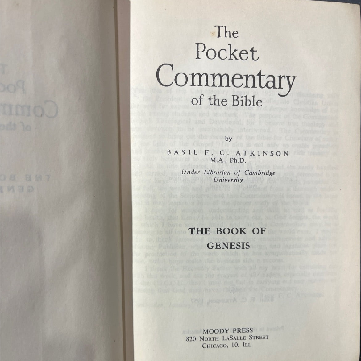 holy bible the pocket commentary of the bible book, by f. c. atkinson, 1957 Hardcover image 2
