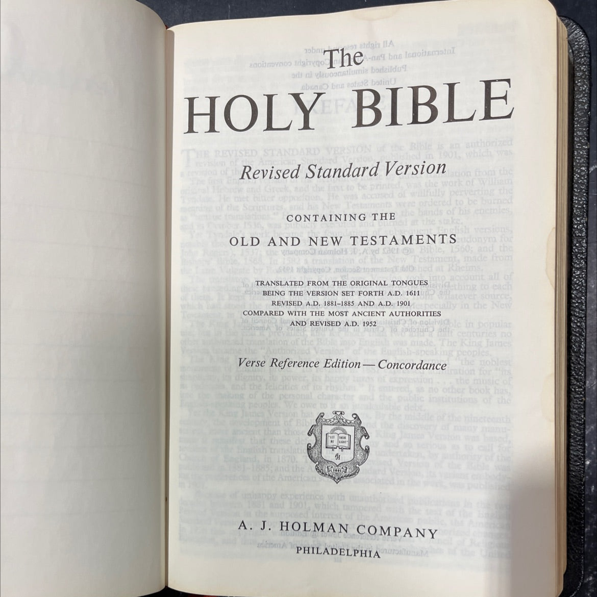 holy bible the revised standard version book, by unknown, 1901 Leather image 2