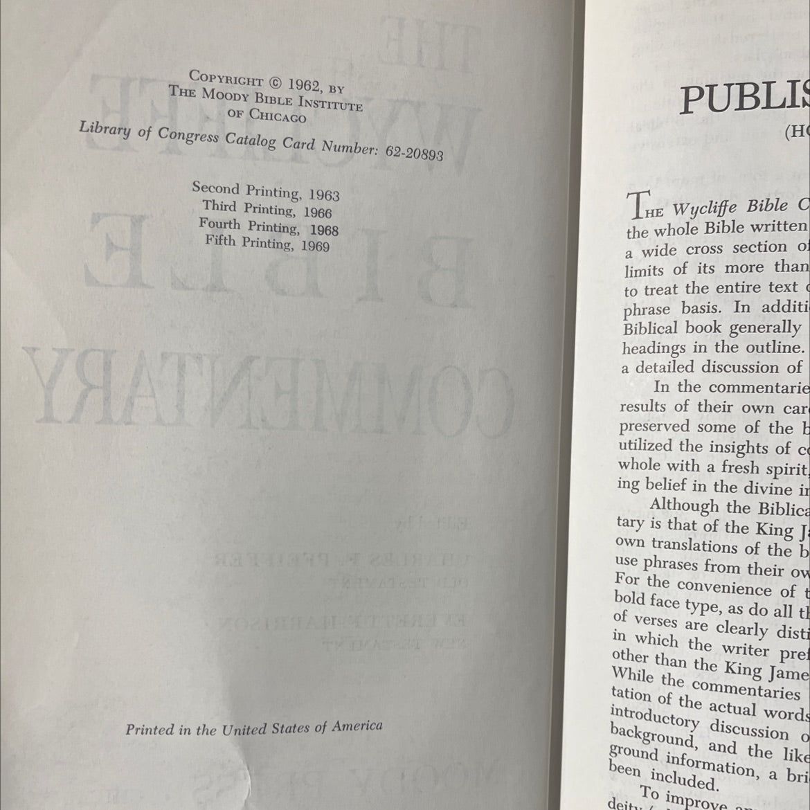 holy bible the wycliffe bible commentary book, by charles f. pfeiffer, everett f. harrison, 1969 Hardcover image 3