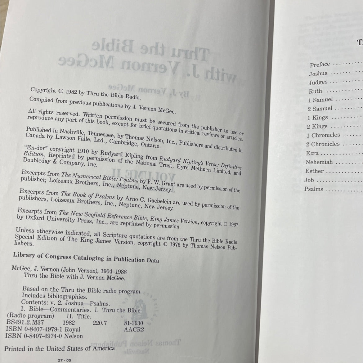 holy bible thru the bible with j. vernon mcgee volume ii: joshua-psalms book, by j. vernon mcgee, 1982 Hardcover image 3