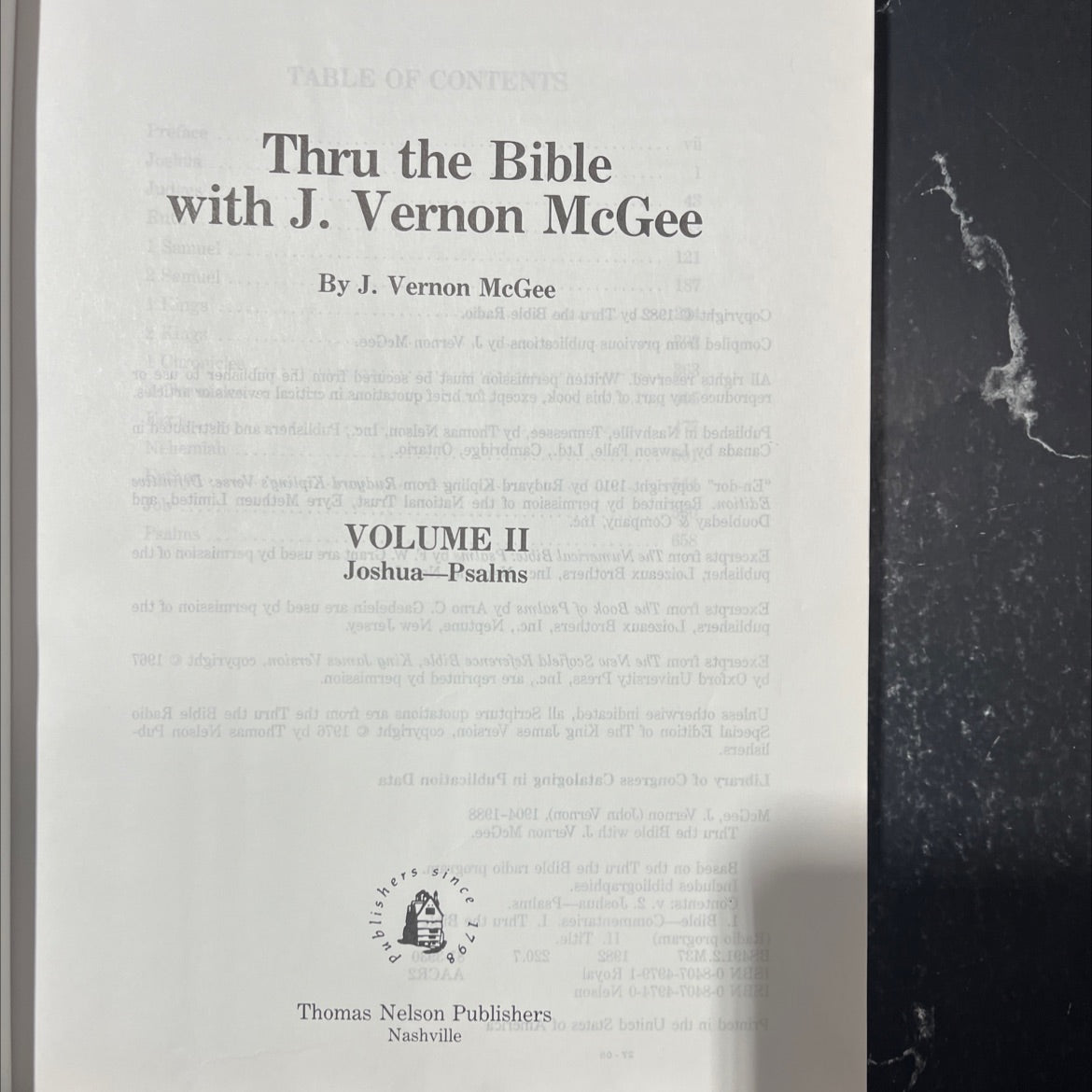 holy bible thru the bible with j. vernon mcgee volume ii: joshua-psalms book, by j. vernon mcgee, 1982 Hardcover image 2
