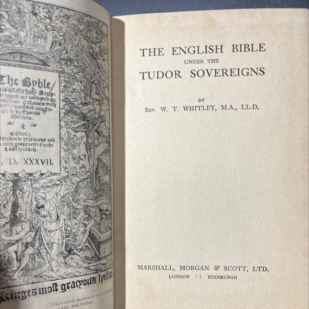 holy bible under the tudor sovereigns book, by rev. w. t. whitley, m.a., ll.d., 1937 Hardcover image 2