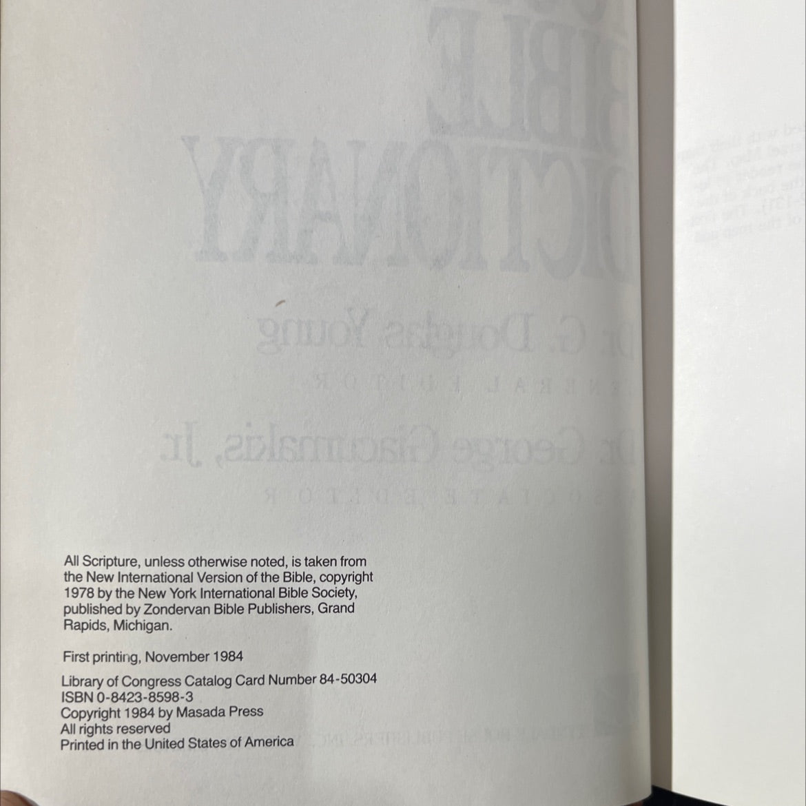 holy bible young's bible dictionary book, by Dr. G. Douglas Young, 1984 Hardcover image 3