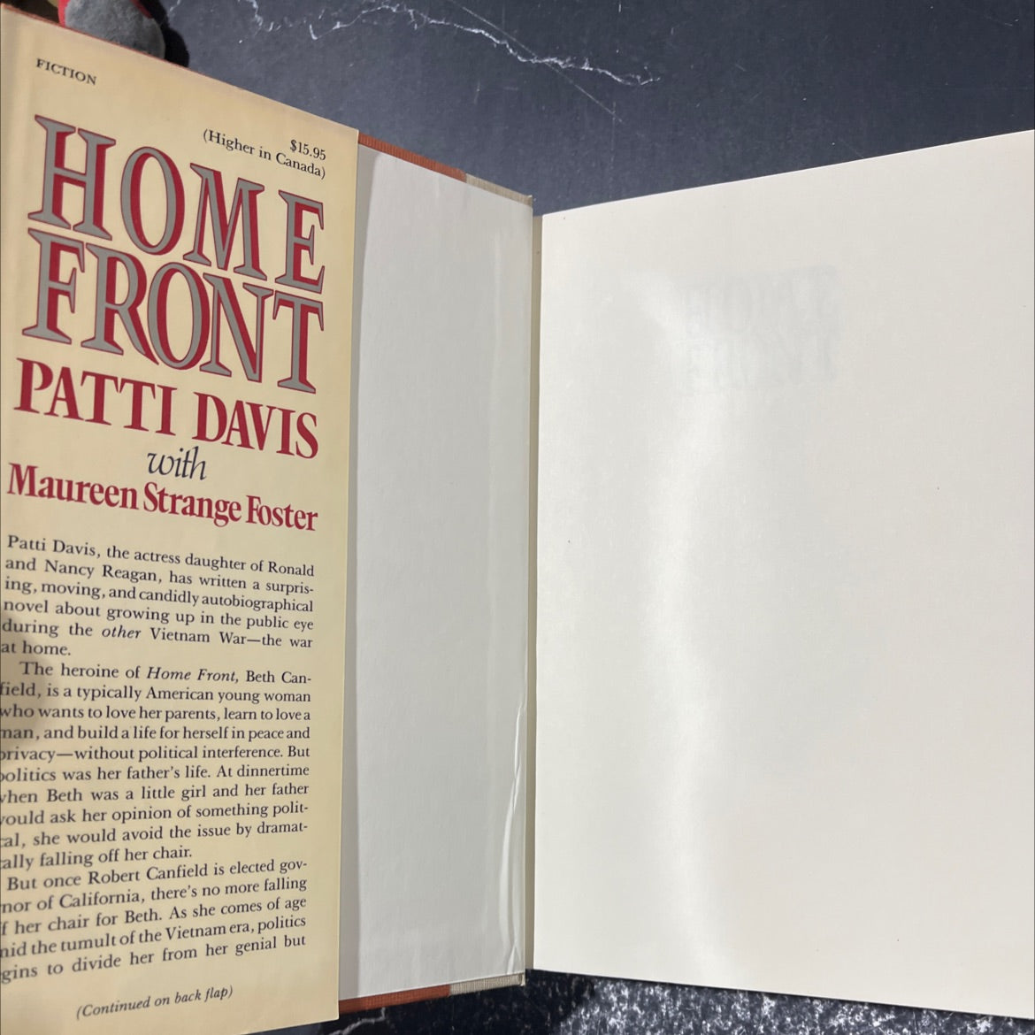 home front book, by patti davis, 1986 Hardcover image 4