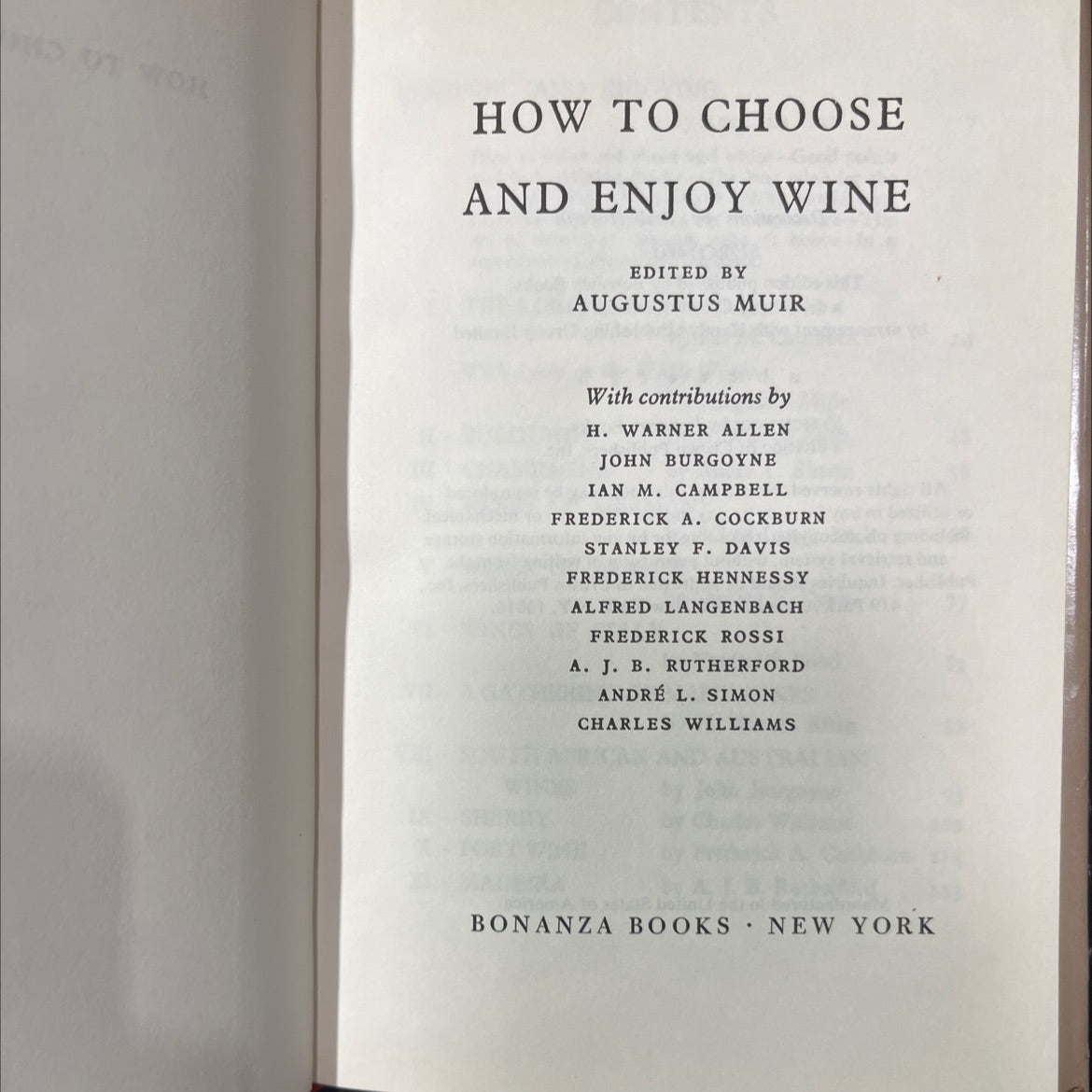 hoot wor how to choose and enjoy wine book, by augustus muir, 1970 Hardcover image 2