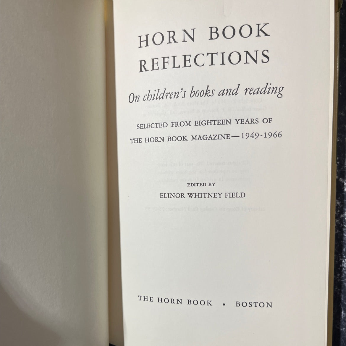 horn book reflections on children's books and reading book, by elinor whitney field, 1969 Hardcover image 2