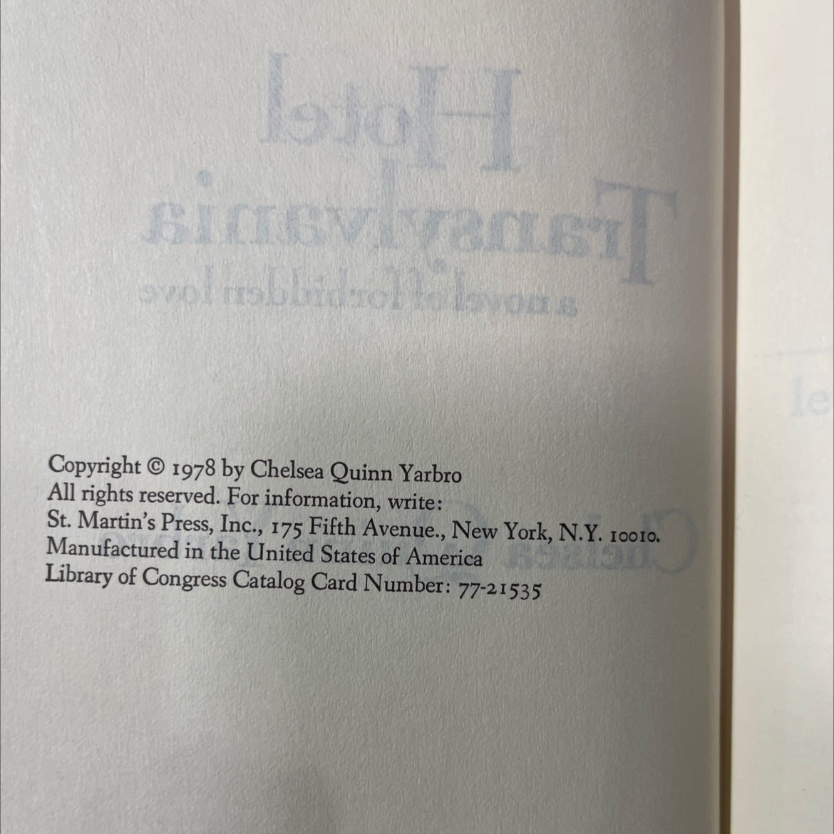 hotel transylvania book, by Chelsea Quinn Yarbro, 1978 Hardcover image 3