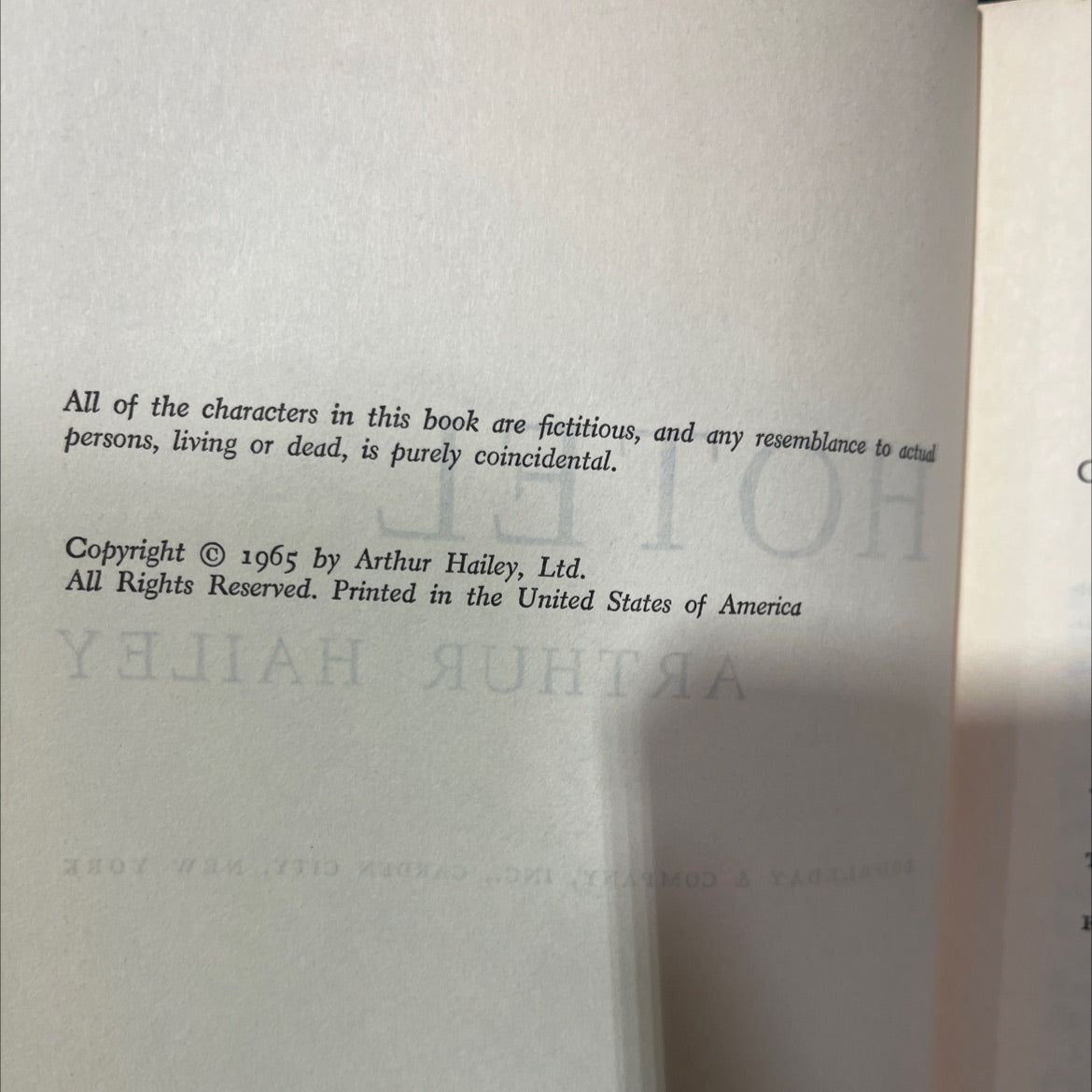 hotel book, by Arthur Hailey, 1965 Hardcover image 3