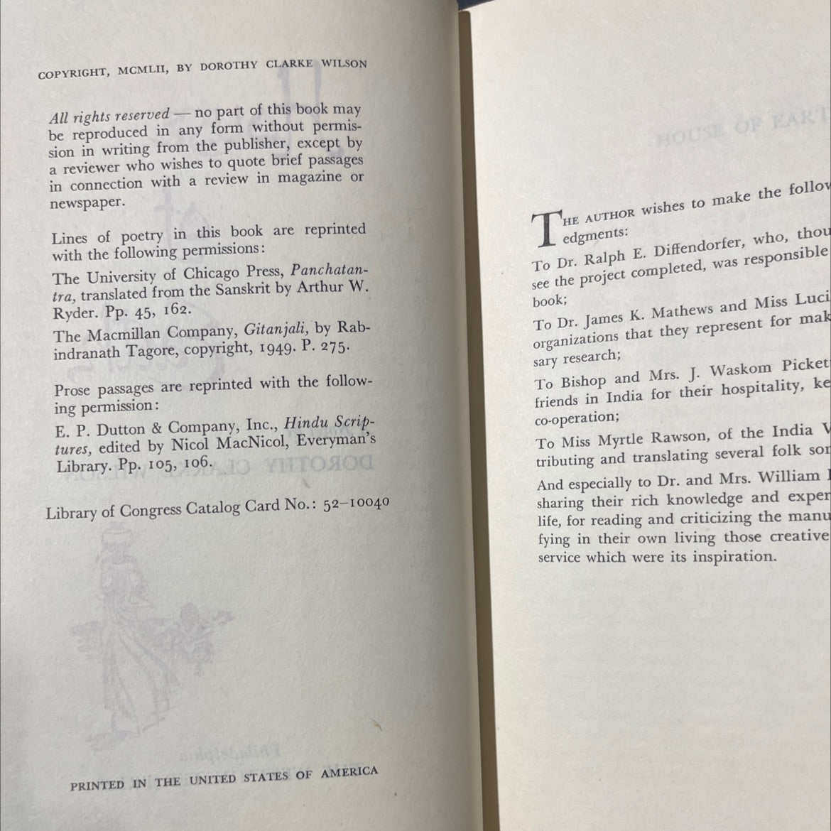 house of earth a novel book, by dorothy clarke wilson, 1952 Hardcover image 3