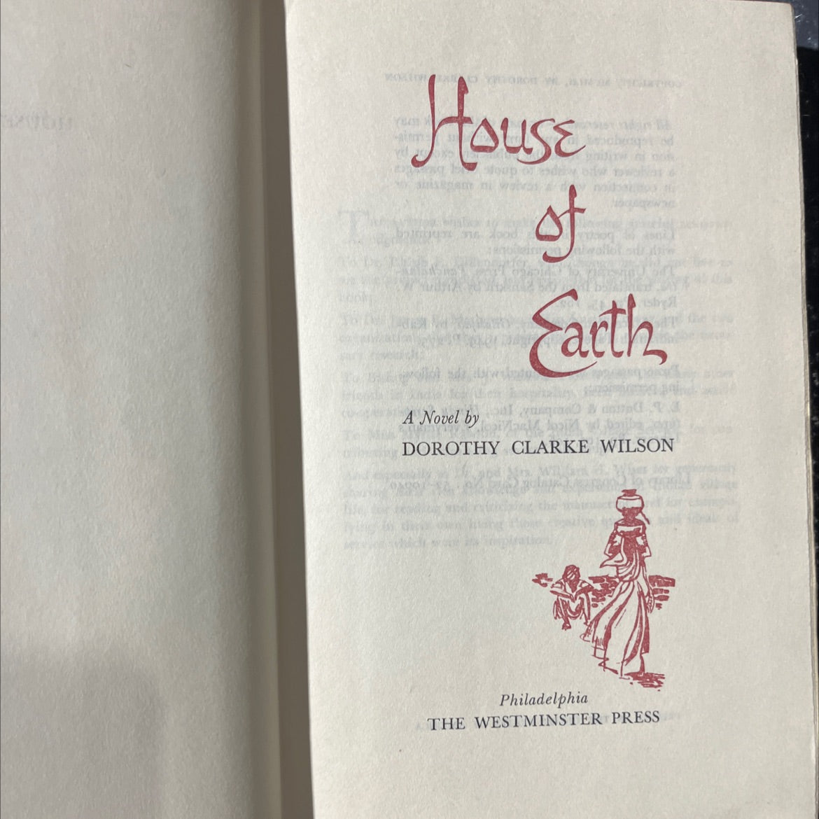 house of earth a novel book, by dorothy clarke wilson, 1952 Hardcover image 2