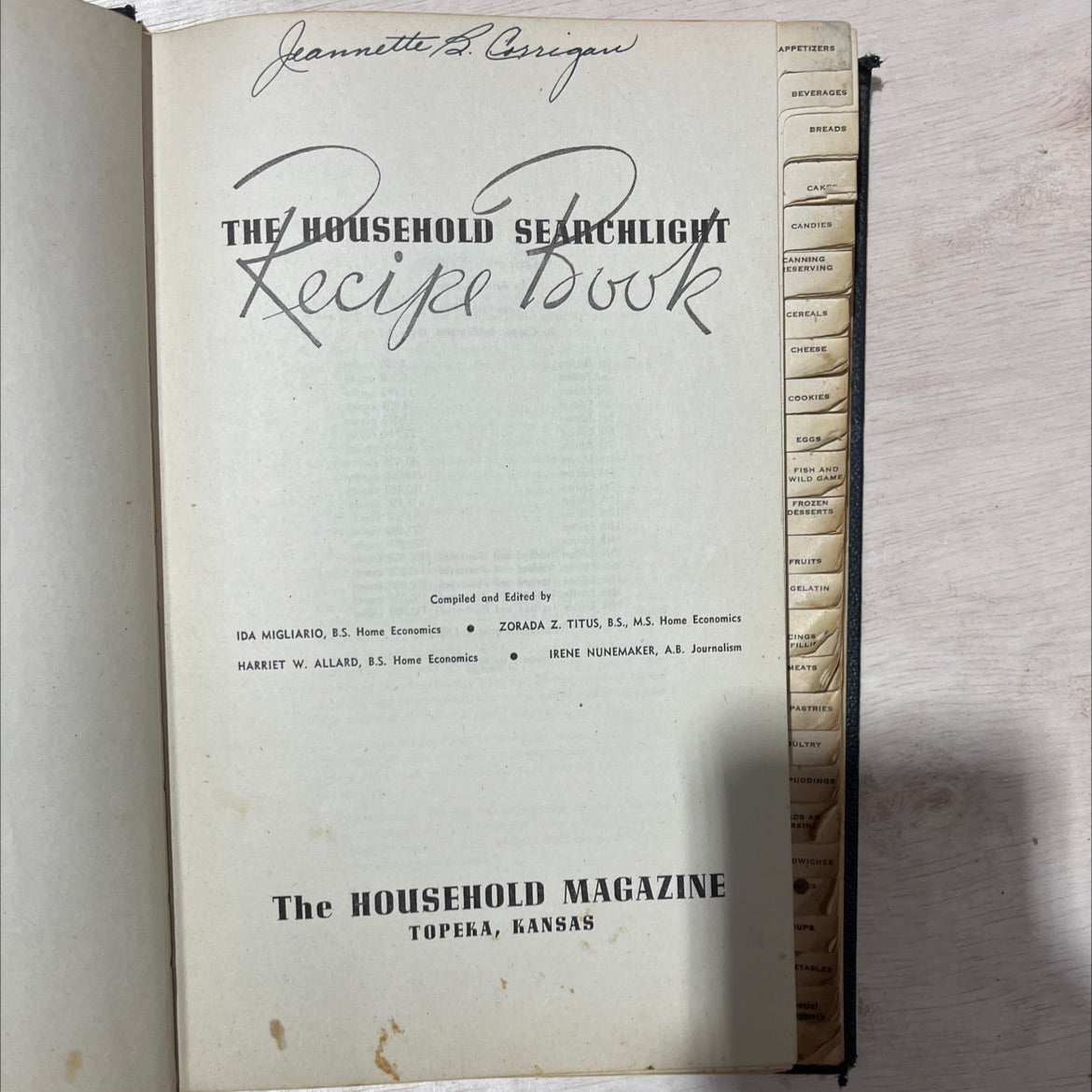 household searchlight recipe book book, by jeannette b. corrigan, ida migliario, harriet w. allard, zorada z. titus, image 2