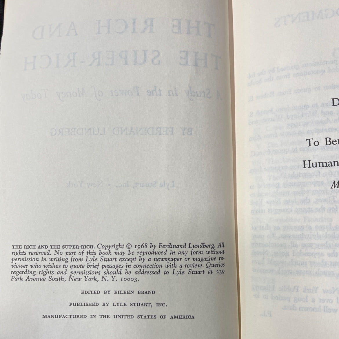 hout the rich and the super-rich a study in the power of money today book, by ferdinand lundberg, 1968 Hardcover image 3