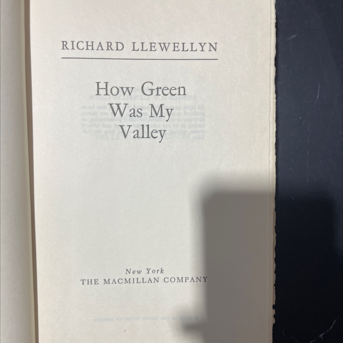 how green was my valley book, by richard llewellyn, 1940 Hardcover image 2