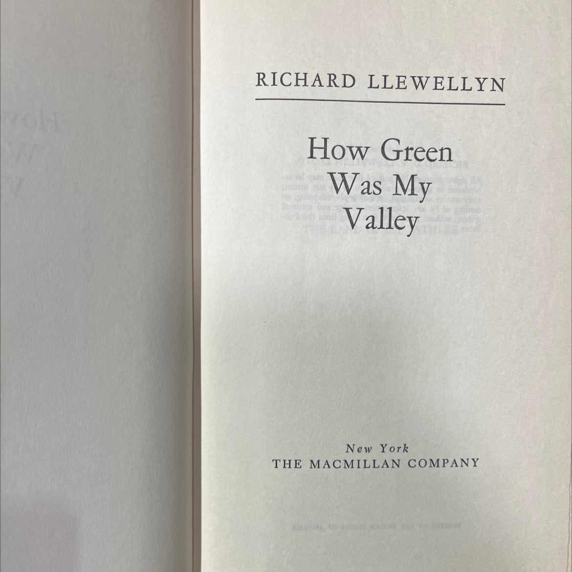 how green was my valley book, by richard llewellyn, 1940 Hardcover image 2