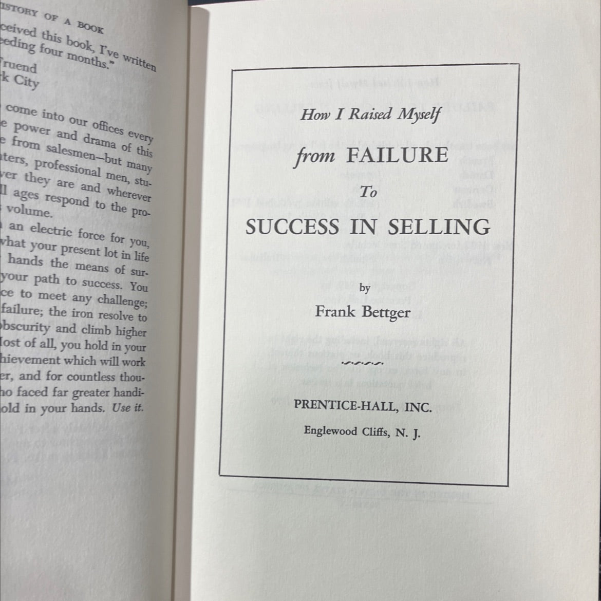 how i raised myself from failure to success in selling book, by frank bettger, 1970 Hardcover image 2